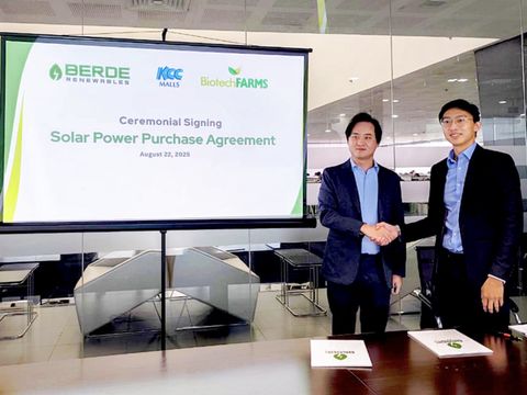 Ceremonial signing of a solar PPA involving Berde Renewables, KCC Malls and Biotech Farms
